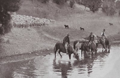 Zbytek, typičtí australští Stockmen (černobílá fotografie) od Photographer Australian