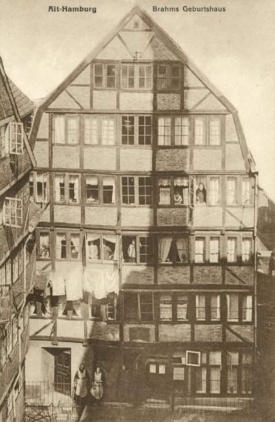 Místo narození Johannese Brahmse, Hamburk, Německo (černobílá fotografie) od Photographer German