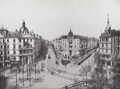Charlottenburg, Kurfürstendamm, roh Uhlandstrasse a Grolmanstrasse (černobílá fotografie) od Photographer German