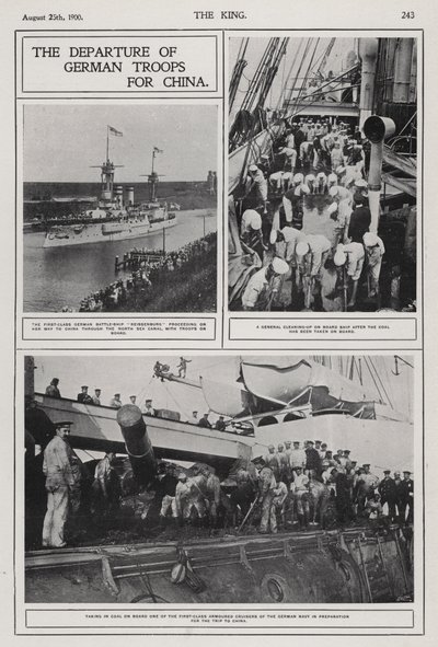 Odjezd německých jednotek do Číny k potlačení povstání boxerů, srpen 1900 (černobílé foto) od Photographer German