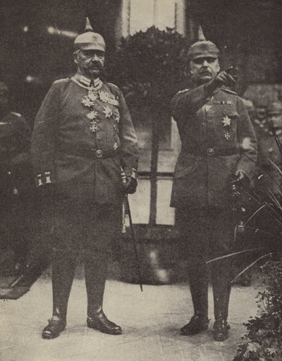Polní maršál von Hindenburg a generál Ludendorff, velitelé německé armády (barevná litografie) od Photographer German
