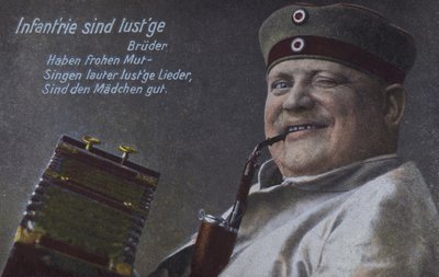 Německý voják kouřící dýmku (kolorovaná fotografie) od Photographer German