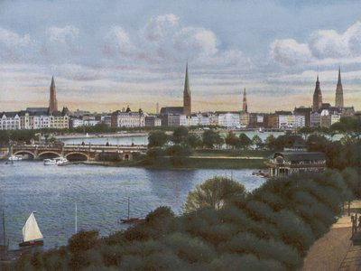 Hamburk: Lombardsbrucke (foto) od Photographer German