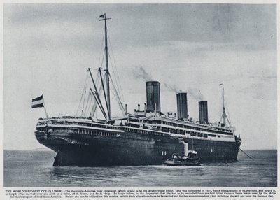 Imperator, zaoceánský parník postavený pro německou Hamburg America Line v roce 1913, používaný Spojenci k přepravě amerických vojáků zpět do Spojených států po skončení první světové války (č/b foto) od Photographer German
