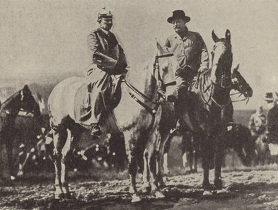Německý císař Wilhelm II a americký prezident Theodore Roosevelt sledují německou armádu na manévrech od Photographer German