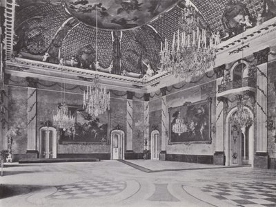 Postupim, Neues Palais, Mramorový sál (černobílá fotografie) od Photographer German