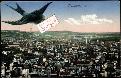 Stuttgart, pohled na město s vlaštovkou od Photographer German