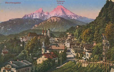 Hora Watzmann v Berchtesgadenu, Německo. Pohlednice odeslaná v roce 1913. od Photographer German