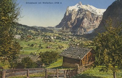 Grindelwald a Wetterhorn, Švýcarsko (barevné foto) od Photographer Swiss