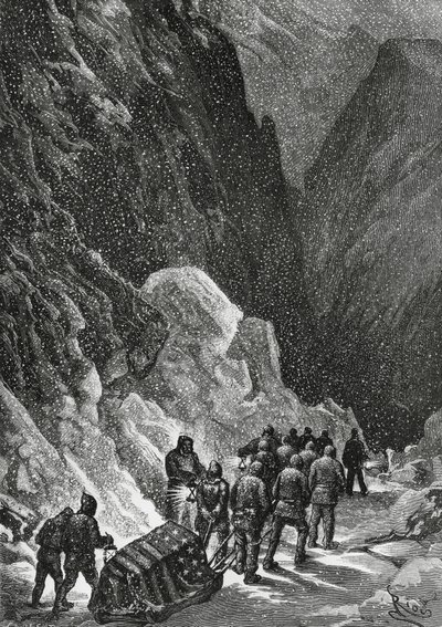 Pohřeb kapitána Charlese Francise Halla (1821-1871), amerického průzkumníka, Grónsko, listopad 1871, expedice Polaris od Blaise Nicolas Le Sueur