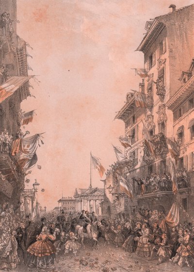 Vstup krále Vittoria Emanuela II. do Brescie v Lombardii od Blaise Nicolas Le Sueur