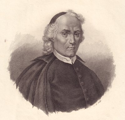 Portrét italského presbyteriána a historika Ludovica Antonia Muratoriho (1672-1750), mědirytina od Blaise Nicolas Le Sueur