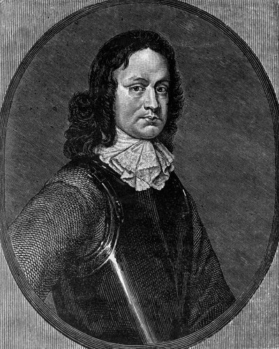Portrét Johna Hampdena (cca 1595-1643), anglický politik, rytina od Blaise Nicolas Le Sueur