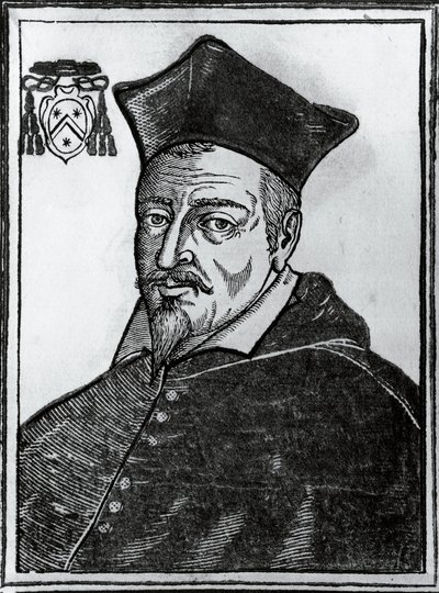 Portrét Pierra de Berulle (1575-1629), francouzský katolický teolog a kardinál, tisk od Blaise Nicolas Le Sueur