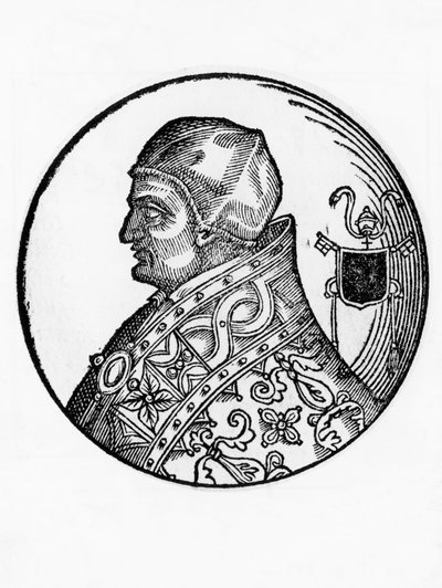 Portrét Sabiniana (zemřel 606), 65. papež katolické církve z roku 604, rytina od Blaise Nicolas Le Sueur