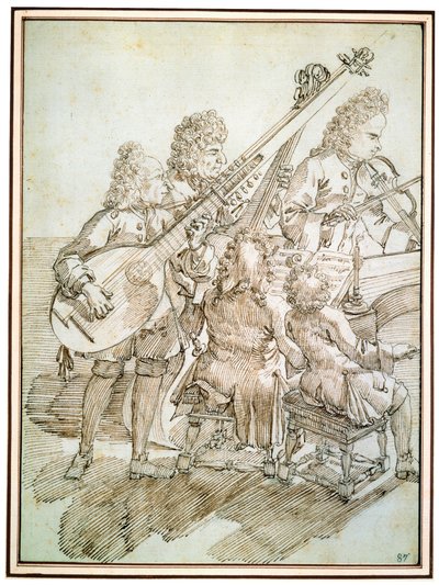 Koncert, konec 17. nebo 18. století od Pier Leone Ghezzi