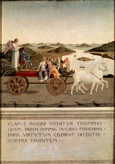 Diptych triumfu Federica da Montefeltra a Battisty Sforzy (tempera na dřevě) od Piero della Francesca