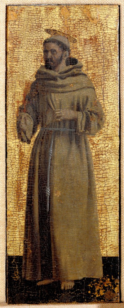 Polyptik z Misericorde: Panna z Misericorde, obklopená svatými. Detail představující svatého Františka z Assisi. Malba na dřevě od Piera della Francesca (1415/20-1492) 1445-1460 Rozm. 54x21 cm Sansepolcro, Pinacoteca Comunale od Piero della Francesca
