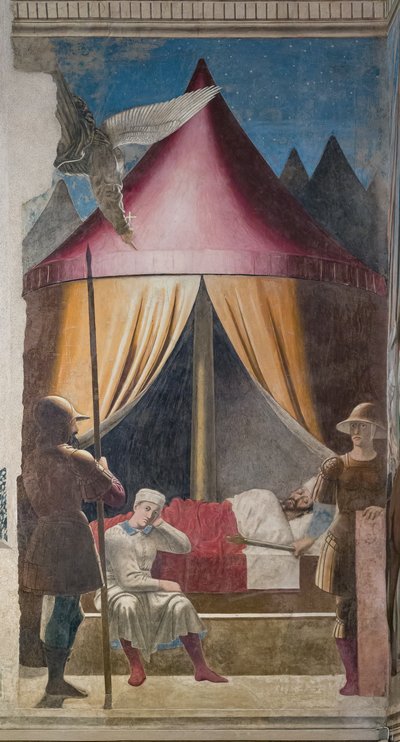 Konstantinův sen, detail Příběhů pravého kříže (freska) od Piero della Francesca