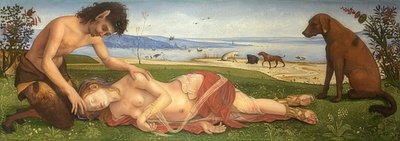 Satyr truchlí nad nymfou. Kolem roku 1495 od Piero di Cosimo