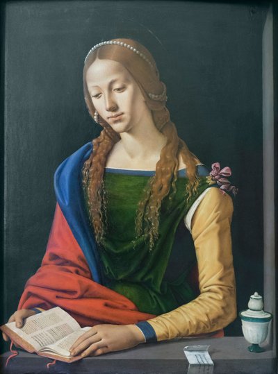 Svatá Marie Magdalena čtení, konec 15. století (olej na panelu) od Piero di Cosimo