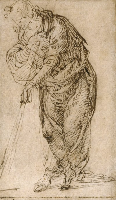 Stojící postava opírající se o hůl od Piero di Cosimo