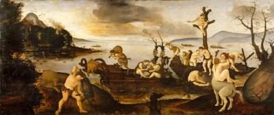 Návrat z lovu, cca 1505-7 (tempera a olej na dřevě) od Piero di Cosimo