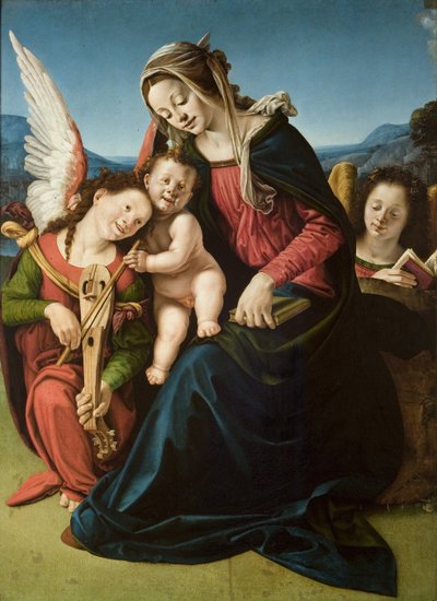 Panna a dítě se dvěma anděly, kolem 1507 (olej na dřevě) od Piero di Cosimo