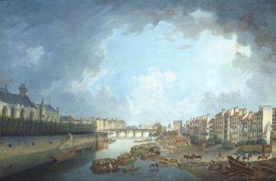 Arcibiskupská diecéze, Tournelle Bridge a Port Saint-Bernard při pohledu z radnice v Paříži, Pierre Antoine Demachy od Pierre Antoine Demachy
