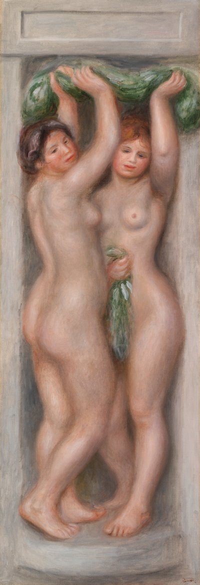 Karyatidy (Karyatidy); také nazývaný Two Lathers (dekorativní panel) od Pierre-Auguste Renoir
