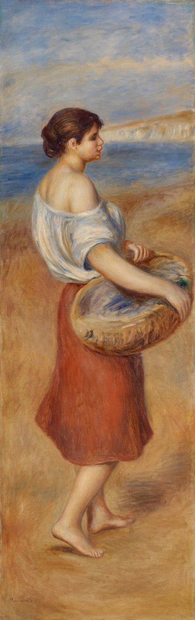 Dívka s košíkem ryb od Pierre-Auguste Renoir