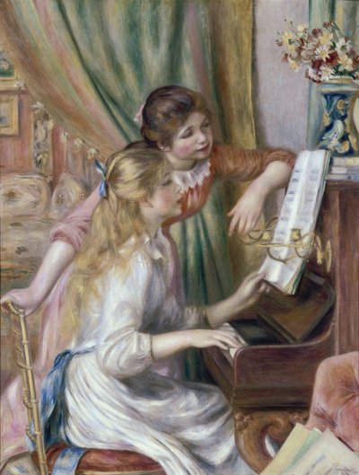 Mladé dívky u klavíru od Pierre-Auguste Renoir