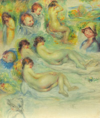 Studie Pierra Renoira; Jeho matka, Aline Charigot; Akty; a Krajina od Pierre-Auguste Renoir