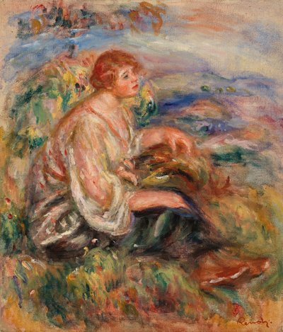 Žena v tylové halence a černé sukni od Pierre-Auguste Renoir