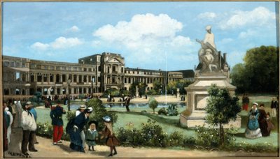 Zřícenina Tuilerijského paláce po požáru v roce 1871, asi 1880 (olej na dřevě) od Pierre François Marangé