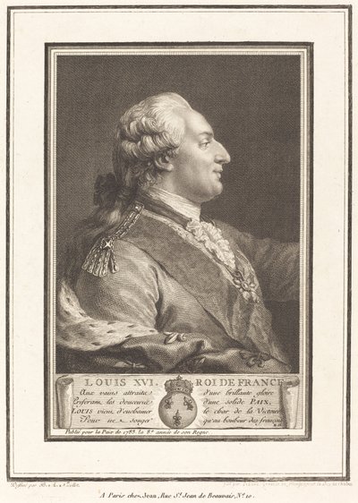 Ludvík XVI., král Francie od Pierre Adrien Le Beau after Benedict Alphonse Nicolet