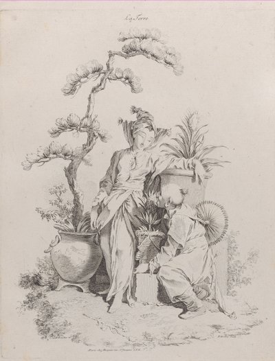 Země, ze Čtyř živlů, 1738-49. od Pierre Alexandre Aveline