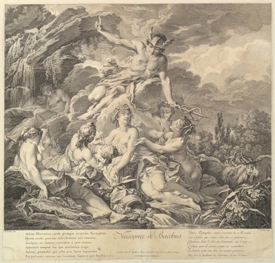 Naissance de Bacchus Narození Baccha, 18. století. od Pierre Alexandre Aveline