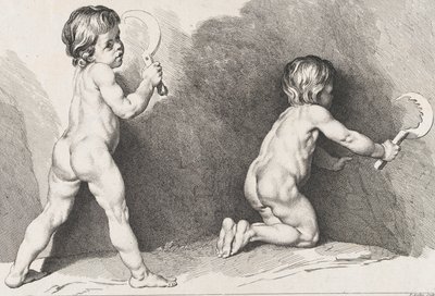 Dvě nahé děti stojící, z Nové knihy dětí, 1720-60. od Pierre Alexandre Aveline