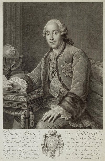 Portrét prince Dmitrije Michajloviče Golitsyna 1721-1793, 1762 od Pierre Alexandre Tardieu