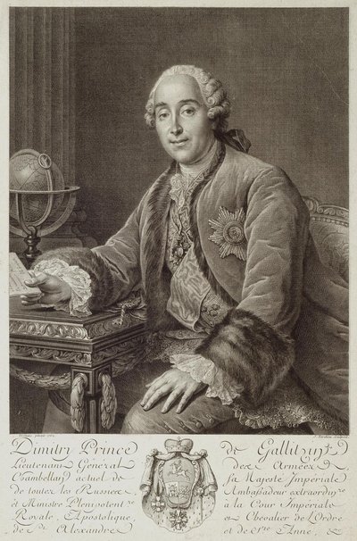 Portrét prince Dmitrije Michajloviče Golitsyna 1721-1793, 1762 od Pierre Alexandre Tardieu