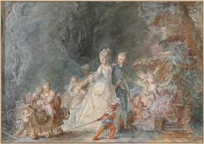 Rodinná promenáda v parku od Pierre Antoine Baudouin