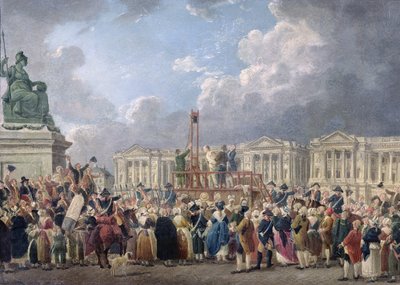 Poprava, Place de la Revolution, mezi srpnem 1793 a červnem 1794 od Pierre Antoine Demachy