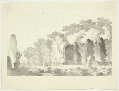 Pohled na park ve Versailles: Stromy a sochy od Pierre Antoine Mongin