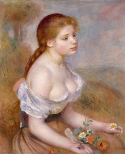 Mladá dívka s sedmikrásky od Pierre-Auguste Renoir