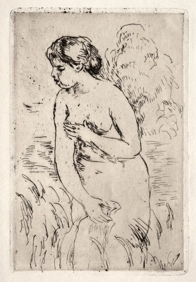 Bather ve stoje na kolena od Pierre Auguste Renoir