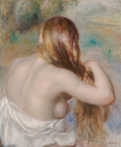 Blondýnka si plete vlasy od Pierre Auguste Renoir
