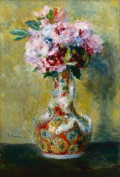 ""Kytice v japonské váze"" (japonismus) Obraz Pierre Auguste Renoir (1841-1919) 1878 Indianapolis Museum of Art Spojené státy americké od Pierre Auguste Renoir