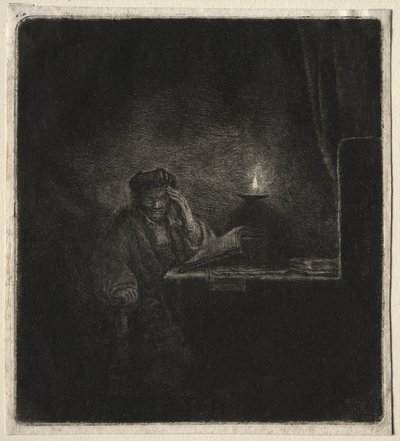 Kopie studenta u stolu při svíčkách od Pierre Auguste Renoir