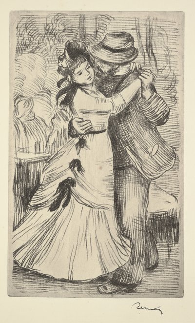 Tanec na venkově, kolem roku 1890 (lept na měkkém podkladu) od Pierre Auguste Renoir